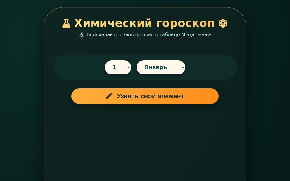 Химический гороскоп — узнай свой элемент характера