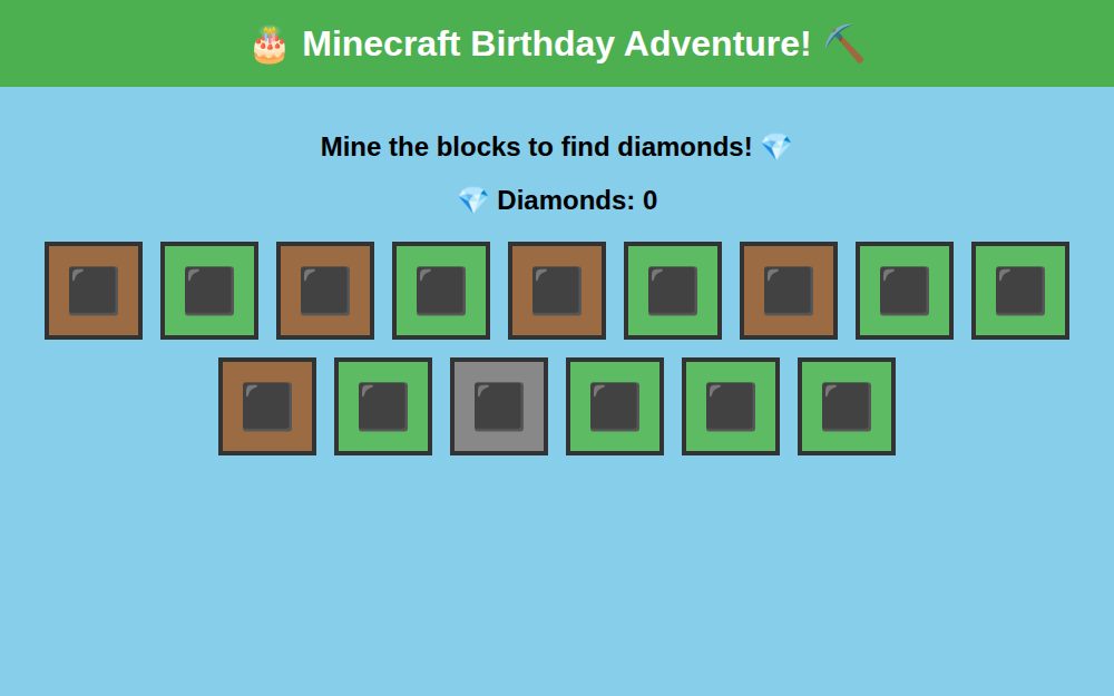 Birthday Minecraft Game