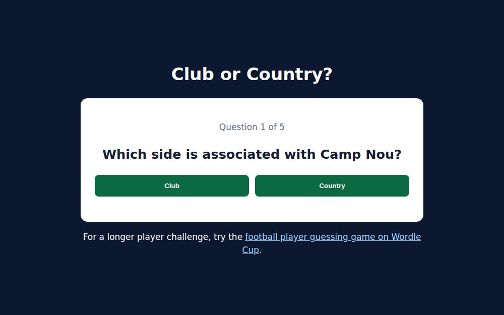 Club or Country Mini Quiz