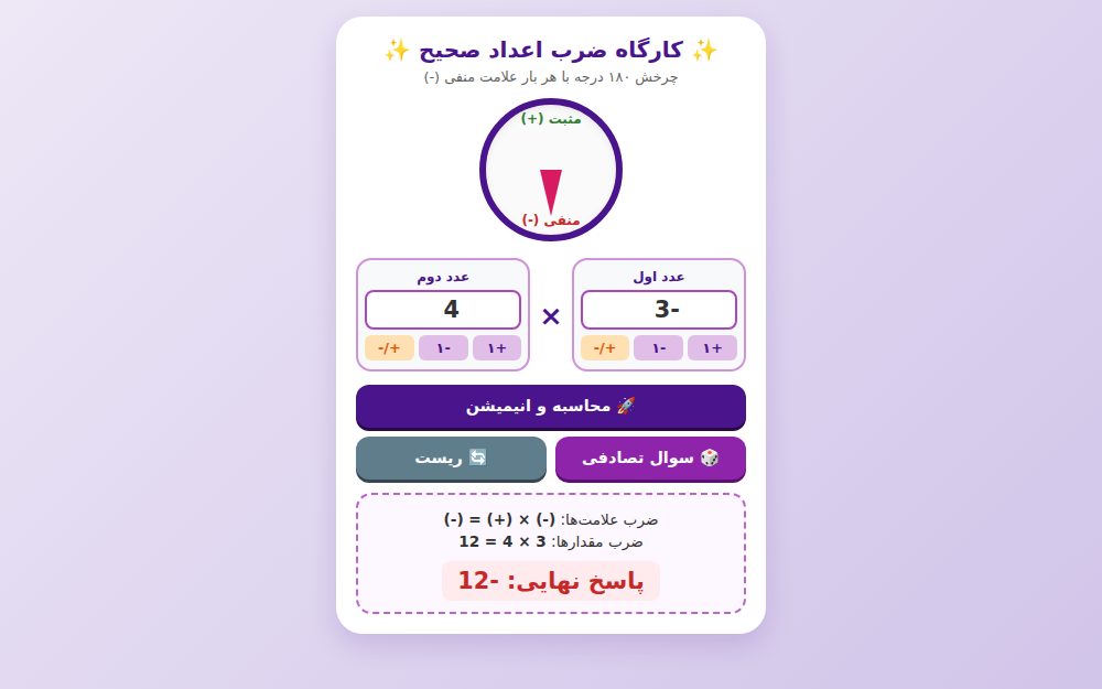 کارگاه ضرب اعداد صحیح