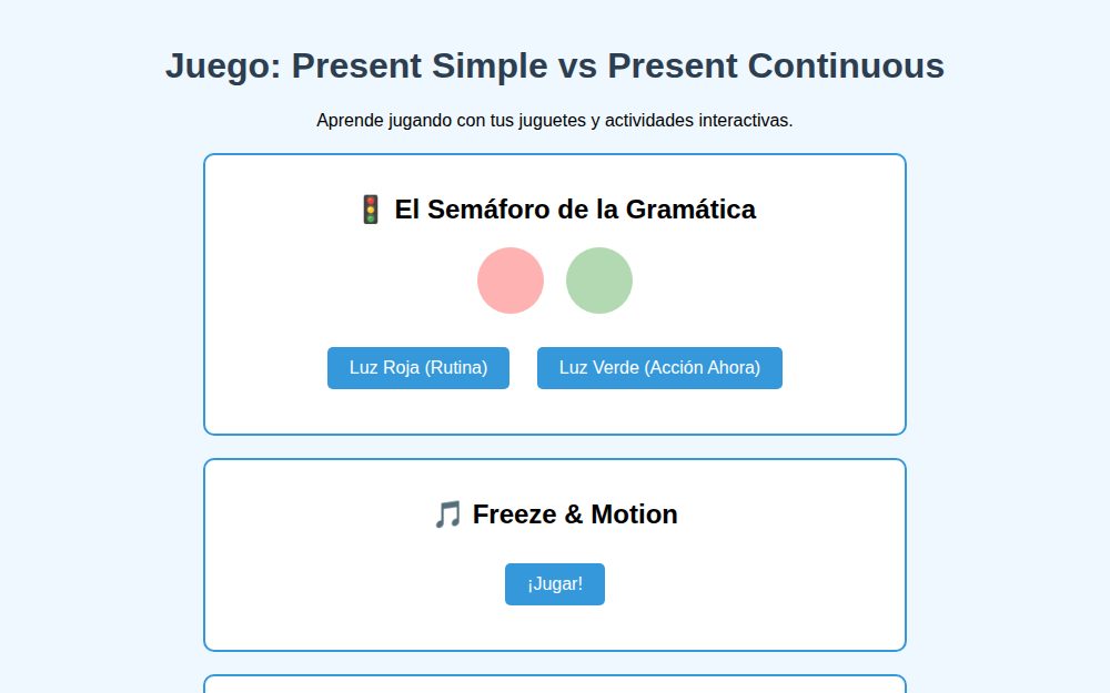 Juego: Present Simple vs Present Continuous