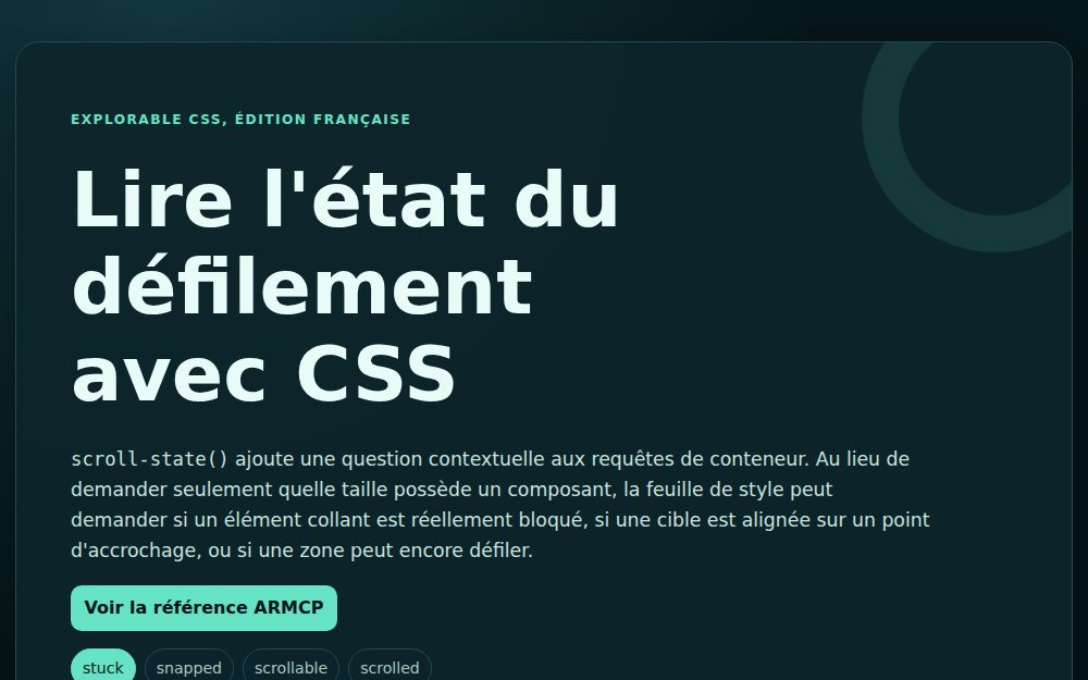 Laboratoire CSS scroll-state()