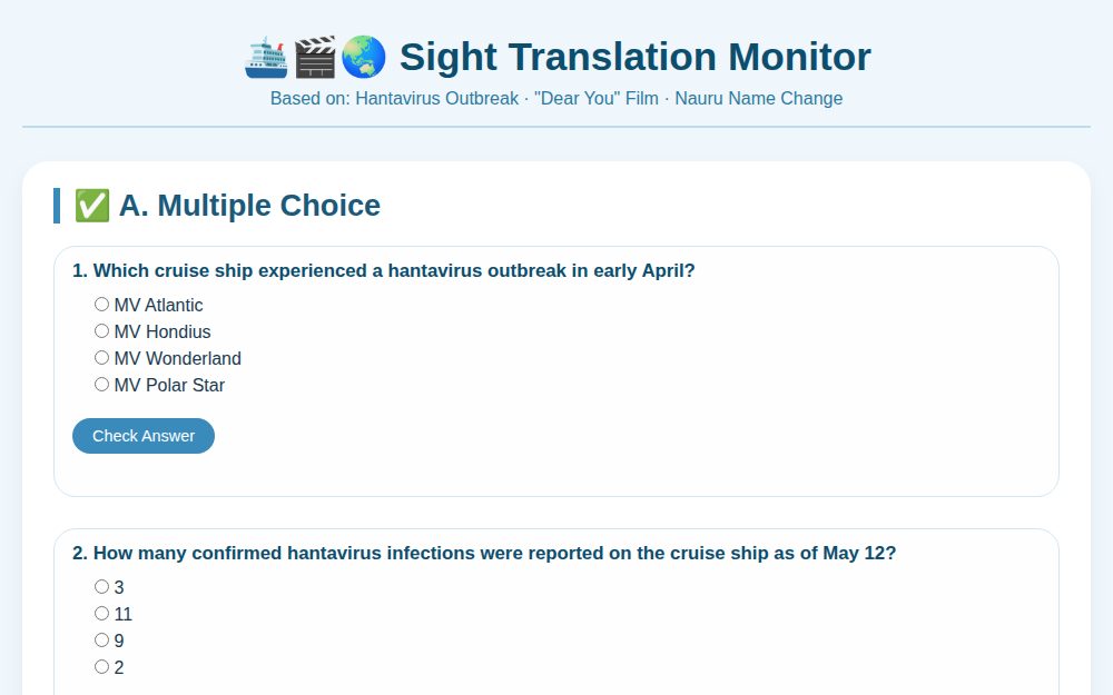 Sight Translation Quiz | Hantavirus, Film, Nauru Rename