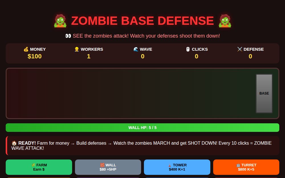 ZOMBIE BASE DEFENSE — Visual Attacks!